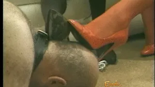 Kinky bald dude really loves being spanked and whipped by two sluts