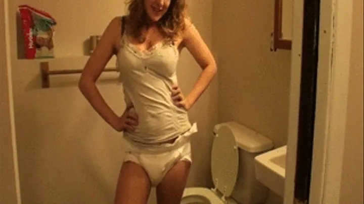 Amber: Messing Diaper on Toilet