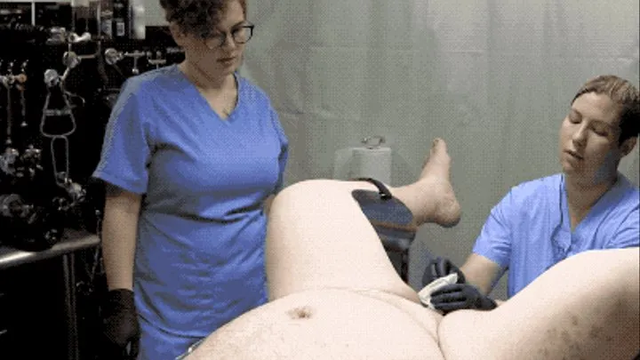 The nurses get their patient to suck down his own cum when he orgasms