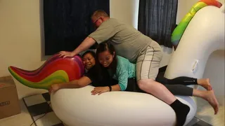 Tickling and riding on Unicorn