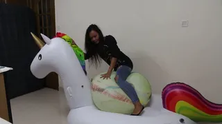 Kejora on her big Unicorn