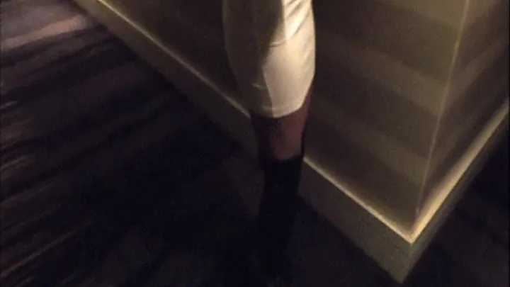 Chloe in Skintight White Dress and black boots PART 1- DRY