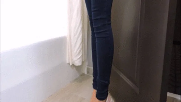 Shower in my skintight blue jeans, white shirt and high heels