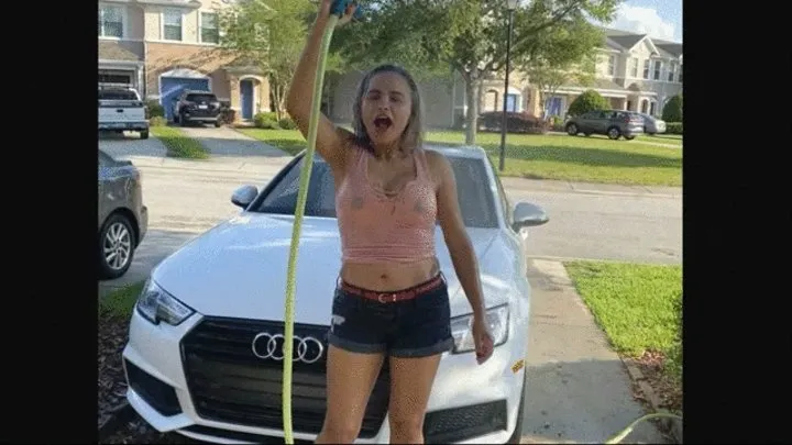 Marci washes her car