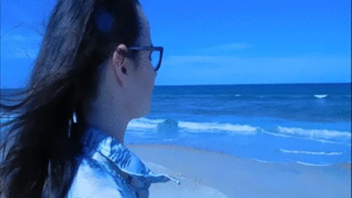 Beach and Ocean in Skintight jeans and boots