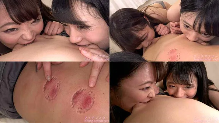 Riona & Yui - Extremely Hard Biting by Japanese cute 2 girls who have strong bite part 3 - Biting Strong Man Body part1 BITE-154-3