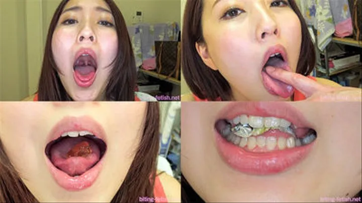 Mao - Showing inside her mouth, sucking fingers, swallowing gummy candys and dried sardines MOUT-04