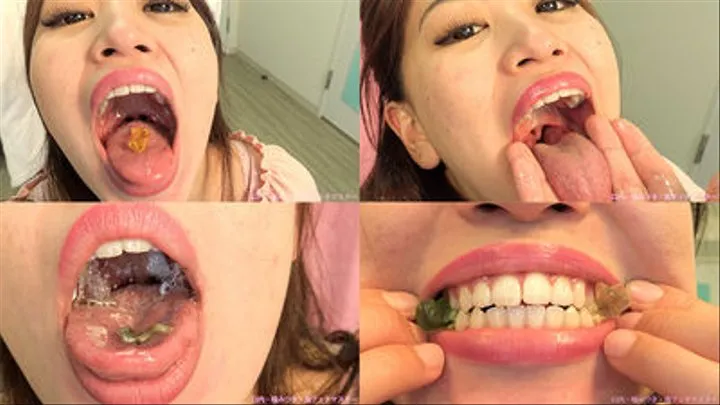 Ena - Showing inside her mouth, sucking fingers, chewing gummy candys and dried sardines MOUT-03