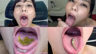 Yuka - Showing inside her mouth, sucking fingers, chewing gummy candys and dried sardines MOUT-10