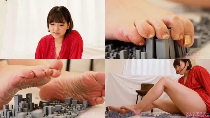 Ameri Hoshi - Gigantic Young Lady City with Bare Feet Part 1 gia-73-1