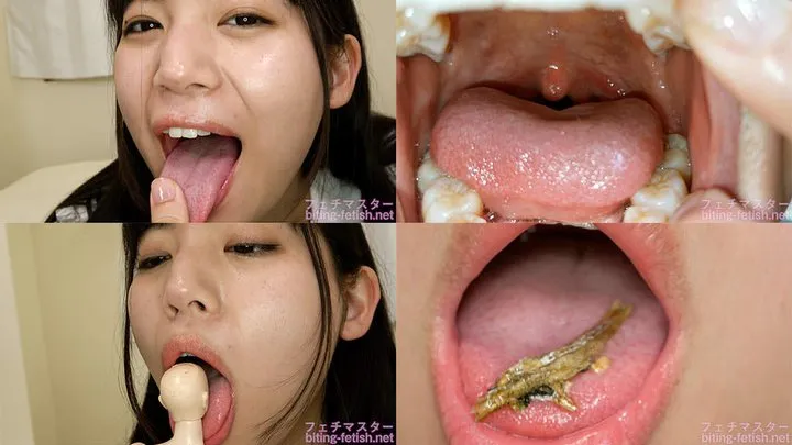 Sara Uruki - Showing inside cute girl's mouth, chewing gummy candys, sucking fingers, licking and sucking human doll, and chewing dried sardines mout-127