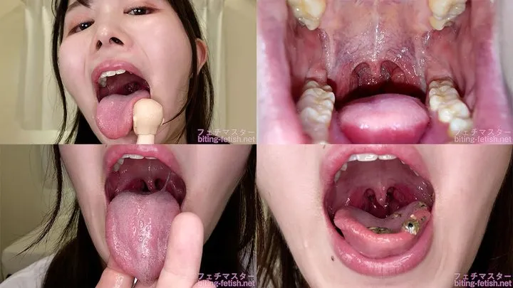 Machi Ikuta - Showing inside cute girl&amp; # 039 ; s mouth, chewing gummy candys, sucking fingers, licking and sucking human doll, and chewing dried sardines mout-191