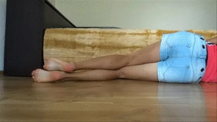 Showing off my long legs while lying on the ground - back and side view