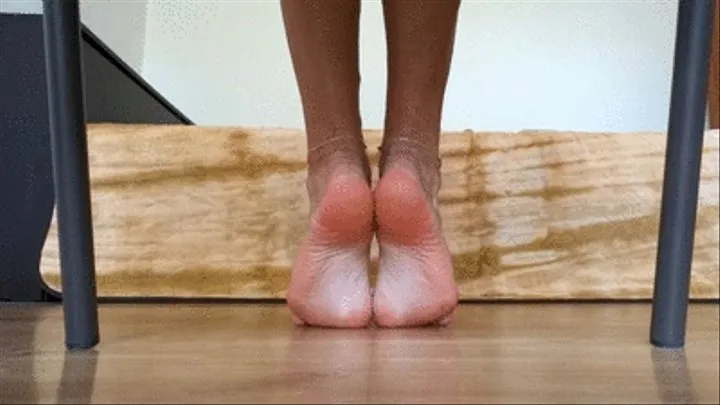 Playing with my feet wearing silver anklets - back view under the chair