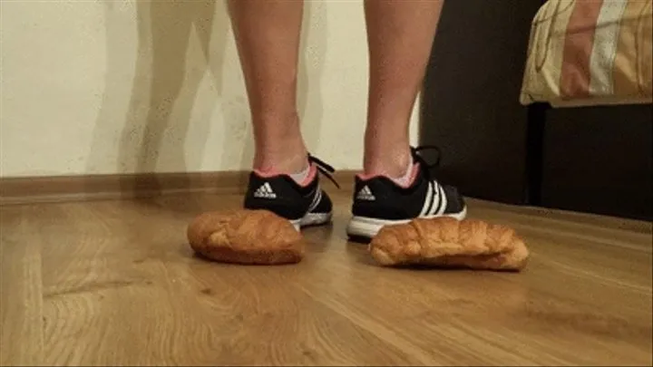 Crushing two croissants with my adidas sneakers