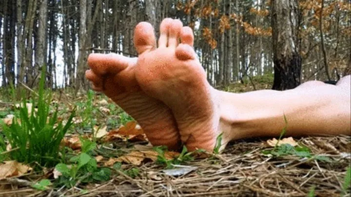 Barefoot in the forest - close view