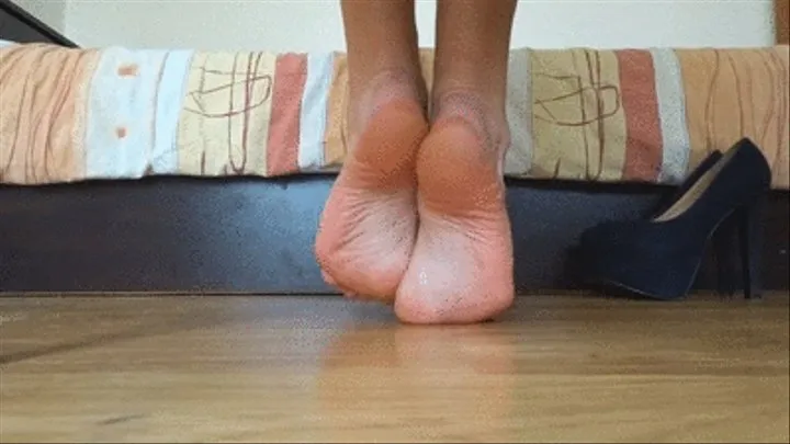 Foot play with my sweet soles barefoot - back close view