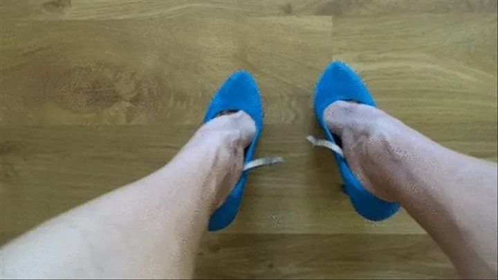 Dangling my blue pumps from POV and side view showing sexy highly arched feet