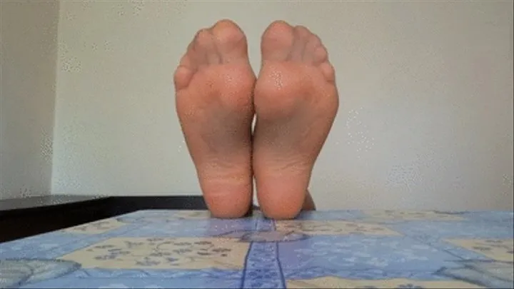 Showing my sexy soles in nylon socks nude color from close view