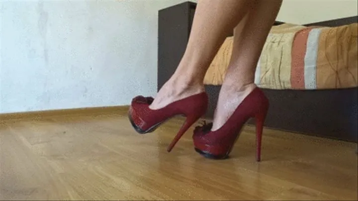 Dangling my red pumps back and side view