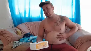 Warren the musclechub messy icecream eating and belly fun