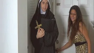 Step-Mom Fucks Step-Son & Nun in Nun Professor Pays a Visit