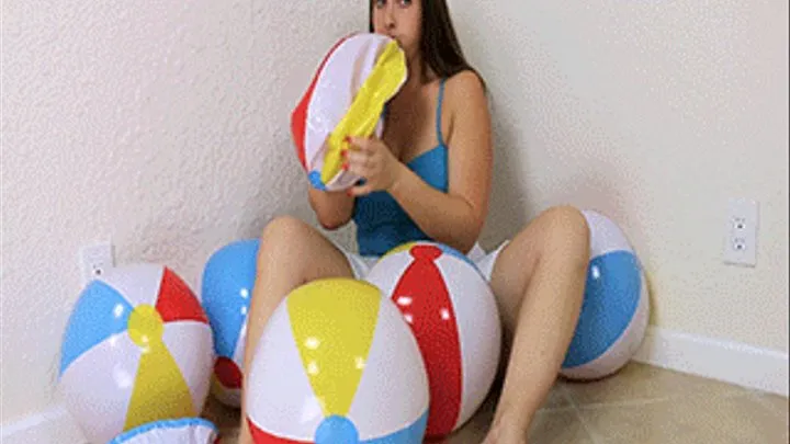 Big Ass Brunette in Blow & Bounce Beach Balls