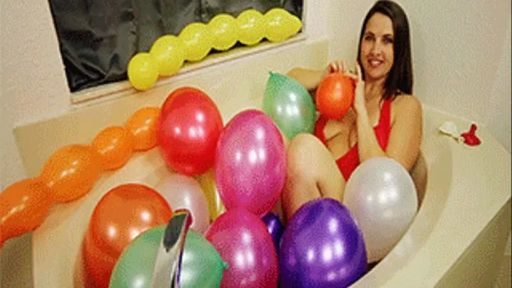 MILF Popping Balloons in Bathtub Balloons