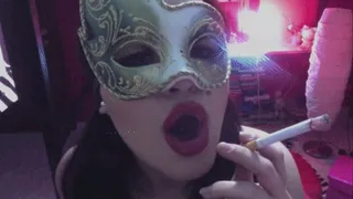 Smoking with Venetian Mask on