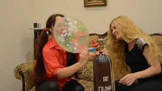 Nathalie And Katya Helium Inflating