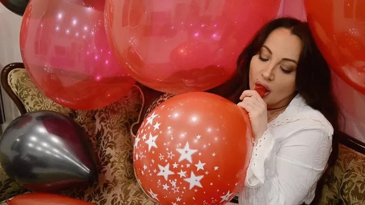 Nathalie And Black Red White Balloons