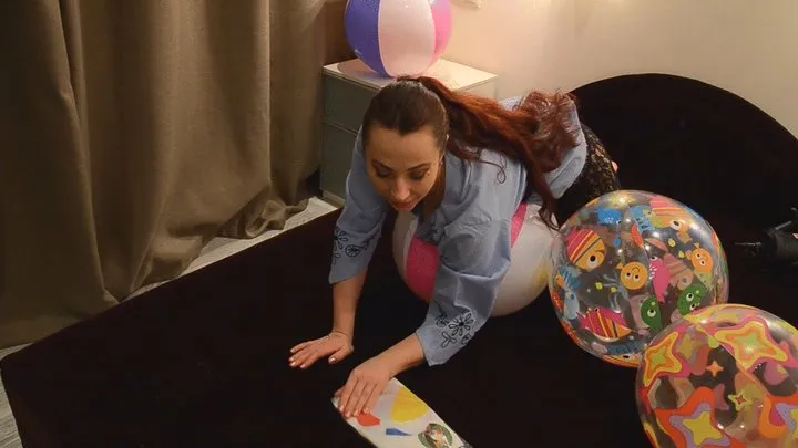 Nathalie inflates beach balls