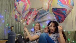 Katya And Nathalie Are Inflating Helium Balloons