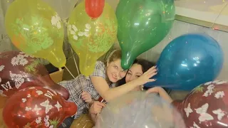 Nathalie And Katya Are Inflating Helium Balloons