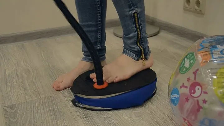 Katya Inflates Beach Balls By Pedal Pumping