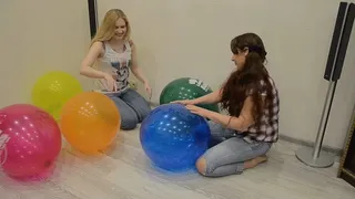 Nathalie And Katya Popping Balloons