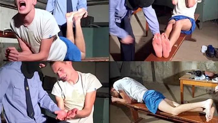 Police prison - Bastinado and hand palms spanking for Dimas 23 y.o. - Abridged version