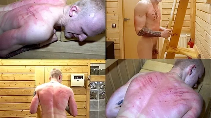 Dimon 22 y.o. Back whipping in the sauna