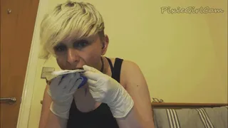 Yoghurt Eating with Gloved Hands by Pixie