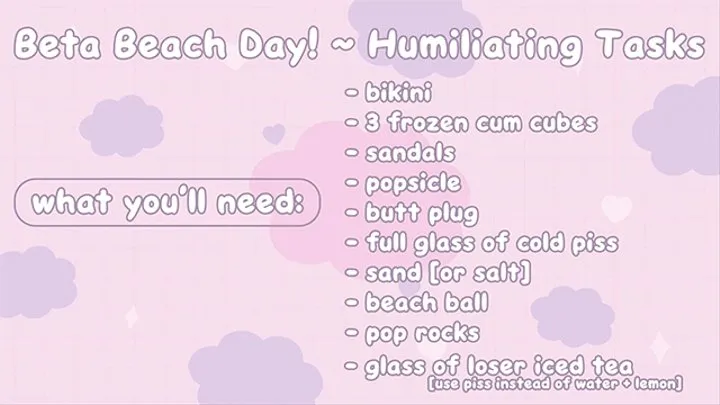 Beta Beach Day ~ Humiliating Tasks