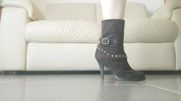 slave licks and sniffs sweaty and smelly feet after wearing winter boots in the summer