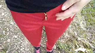 Pee in my new red jeans