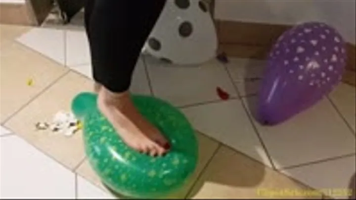 Angel Barefoot Popping Balloons