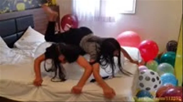 Blanche & Kiki Wrestling, Hugging and Popping Lots of Balloons