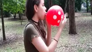 Alice Blows and Sit to Pop a 12" Polka Balloon and a Sit to Pop a Punchball