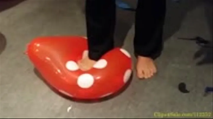 Lucy with Bare Feet Popping Balloons