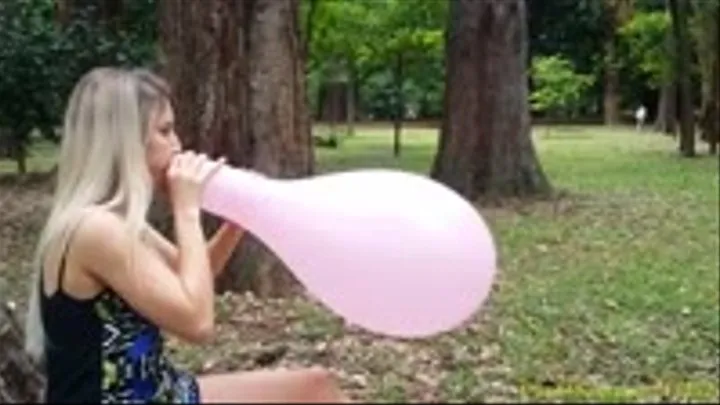 Emily Blows and Nail Pops Several Balloons - PART 1