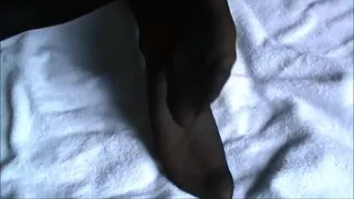 Pantyhose foot & cum play