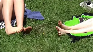 Sunbath & foot play for Christine and Natasha