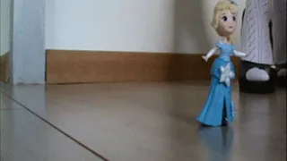Giantess girl trampling little Frozen doll